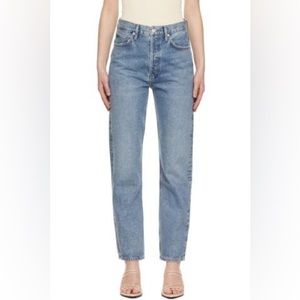 Blue 90's Pinch Waist High-Rise Straight Jeans